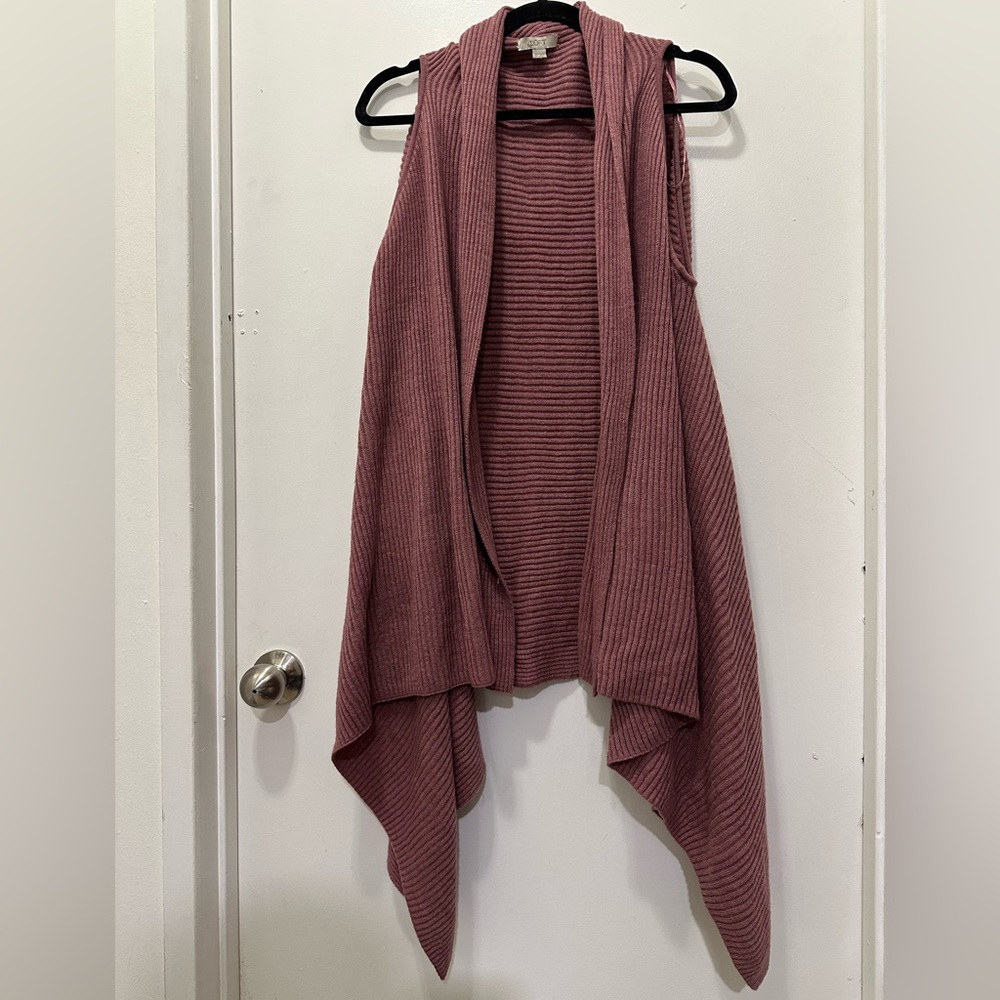 LOFT Mauve Open Front Sweater Vest One Size - Picture 2 of 5